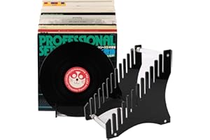 HHUXIUE Vinyl Record Storage, Stepped, Acrylic Album Record Racks and LP Displays for Record Collectors, Stores, Homes, Art Spaces, Holds 12 Records (black)