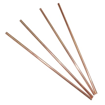 AIA India Pure Copper Plain Drinking Straws, Bar Accessories | Length 8.00 INCH | Set of 4