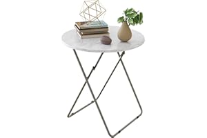 Fleecy day Tv Trays Folding Tray Table Dinner Tray Table Round, Snack Eating Trays Table for Living Room with No Assembly Required&Sturdy, 17.5 x 17.5 x 26 in(White Marble)