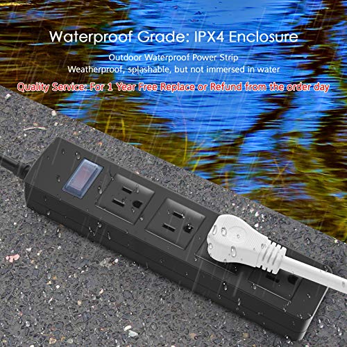 Outdoor Power Strip Waterproof with 4 Outlet, Garden Power Strip