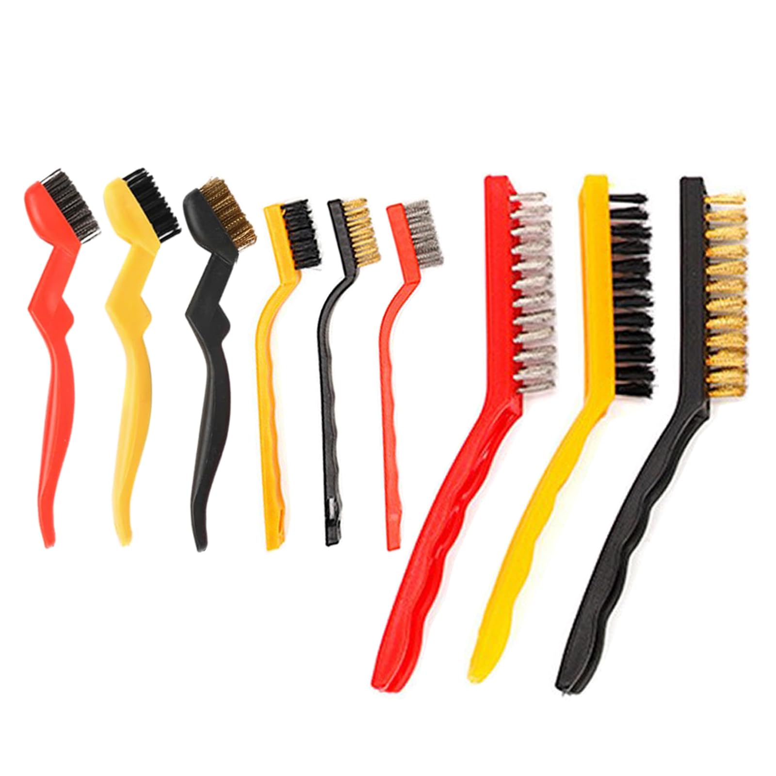 Wire brush set brass brush Wire brushes brass curved handle for cleaning welding slag and rust 3 pieces per type （9 pieces）