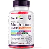 zen pure Mushroom Gummies with Ashwagandha – 8 Functional Mushrooms with Lion’s Mane, Reishi, Cordyceps, Chaga – Focus, Immunity, Calm – Sugar-Free, Vegan. (Strawberry Flavor – 60 Gummies)