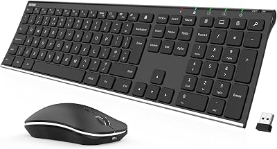 Arteck 2.4G Wireless Keyboard and Mouse Combo Stainless Steel Ultral Slim