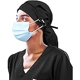 Satin Lined Work Cap with Button for Long Hair Women