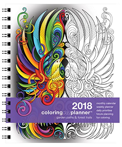 2018 Colorist Day Planner Garden Paths & Forest Trails Medium (7 x 8.5 inches) - Weekly & Monthly Organizer, Appointment Schedule, Goals and Notes