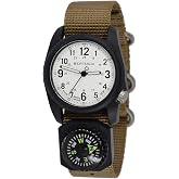 BERTUCCI Mens White Dial Black Case Coyote Nylon Band Quartz Watch