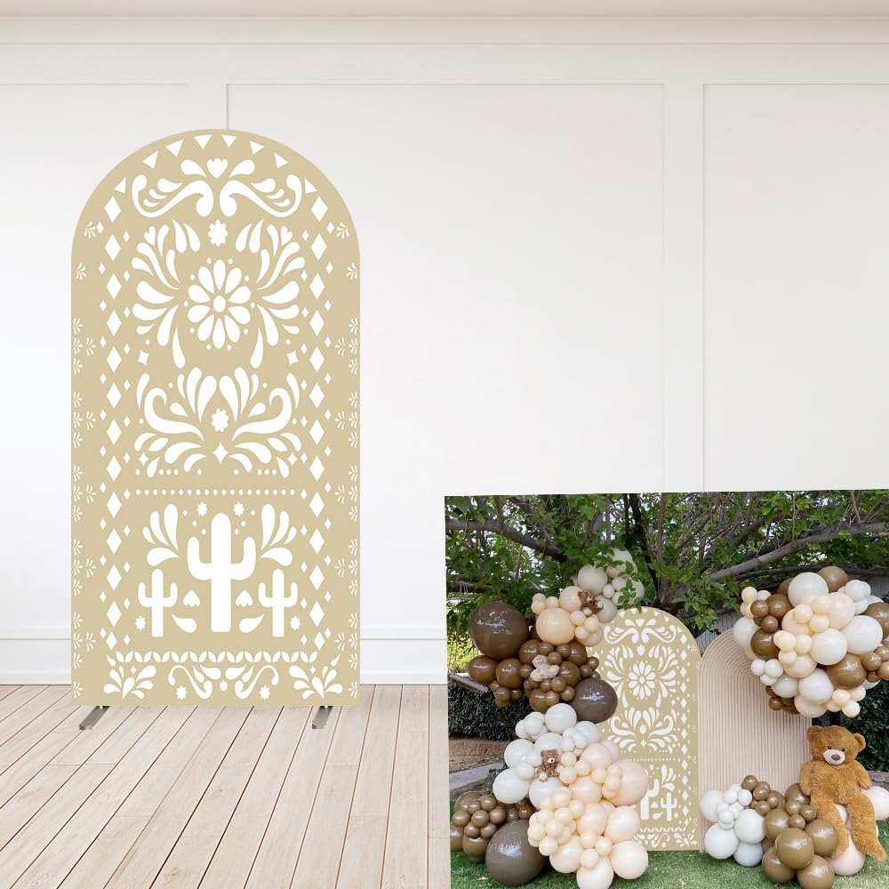 Photo 1 of Mexican Arch Backdrop Cover Papel Picado Baby Shower Banner Balloon Arch Covers Fiesta Stretchy Backdrop Talavera Wedding Party Decor 2-Sided
