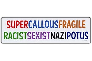 CRAZY STICKER GUY Bumper Sticker - Anti Trump - Mary Poppins Song Parody (Supercalifragilisticexpialidocious) - Racist, Sexist, Not My President - 10" x 3" Sticker Decal