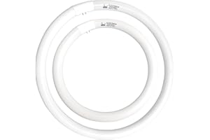 CHKADAWA FC12T9/CW 32W and FC16T9/CW 40W Cool White Set, Round Fluorescent Light Bulb 12 inch T9 32 Watts & 16 inch 40 Watts Circular Bulb, Circline Kitchen and Bath Light Bulbs, 4100K, G10q 4 pin Prong