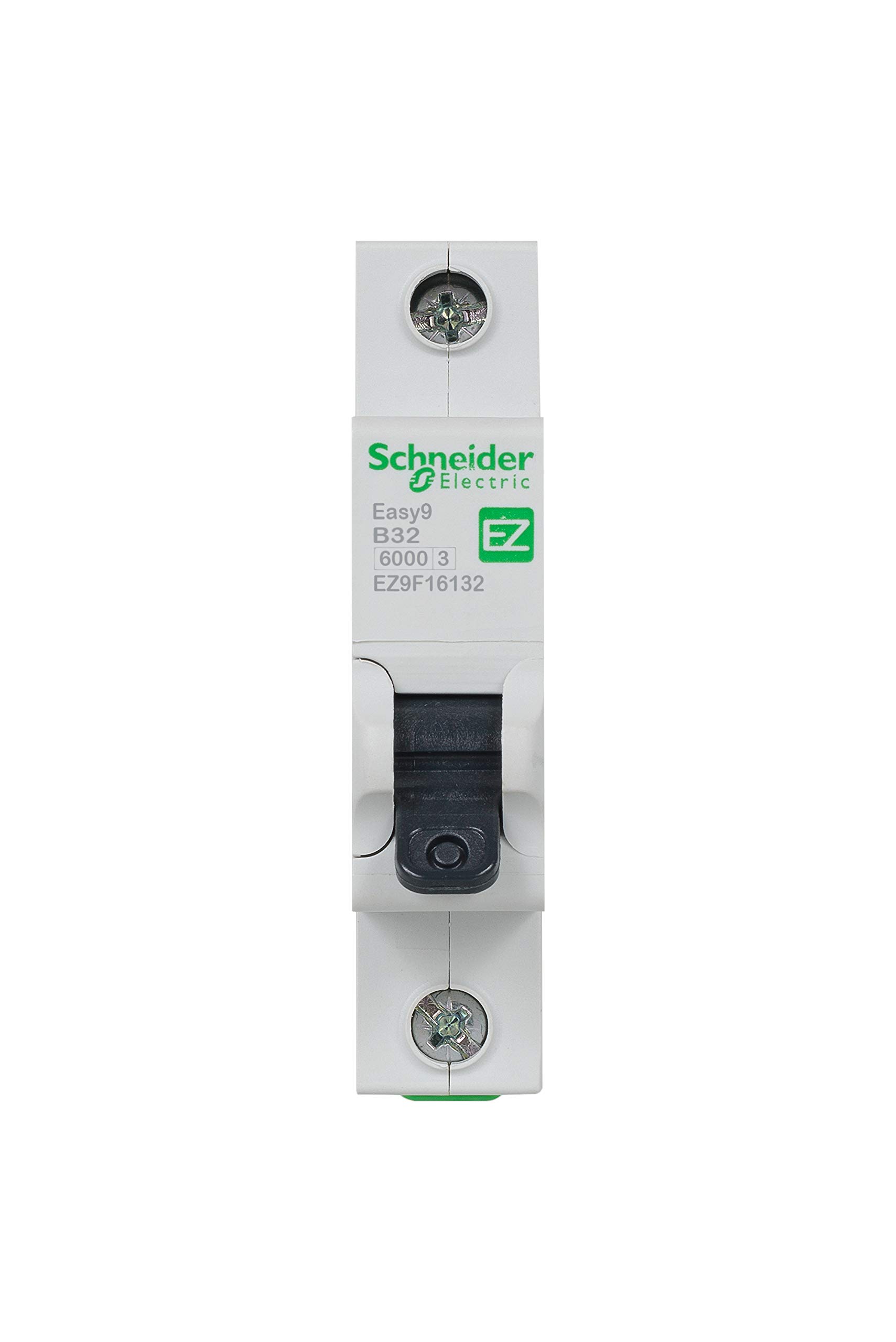 Schneider Electric EZ9F16132 Easy9, MCB Miniature Circuit Breaker, White, 1 Pole, Type B, 6 kA Breaking Capacity, 32 A, 230 V