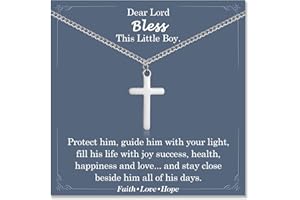 ACOGVN Cross Necklace for Boys, Baptism First Holy Communion Confirmation Easter Basket Stuffers Graduation Gifts for Teenage Boys Christmas Valentines Day Birthday Gifts for Son Grandson Nephew Brother