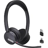 Yealink BH70 Teams Bluetooth Headset with Mic for Work, 35h Talk Battery | AI 3-Mic, 147g Lightest in its class, Teams Certified &amp; Cisco Zoom Google 100+ Compatible, for Open Office/ WFH/ Call Center