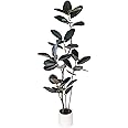 Yepdin Artificial Rubber Tree - 6 FT Tall Fake Tree with Pot - Large Artificial Plants Indoor, Lifelike Branches & Foliage - Faux Plants Indoor for Home Office Living Room Floor Patio Greening