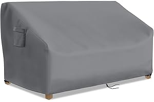 STARTWO Patio Sofa Cover Waterproof, 2-Seater Outdoor Sofa Loveseat Cover, Outdoor Patio Furniture Cover with Windproof Buckles, 55"L x 33"D x 38"H, Grey
