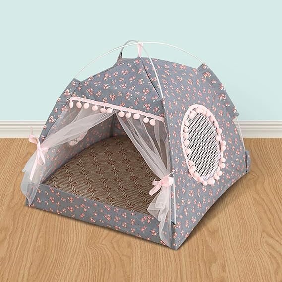 Covered Small Pet Bed Tent Cat House Pet Nest Mat Kennel Cat Nest