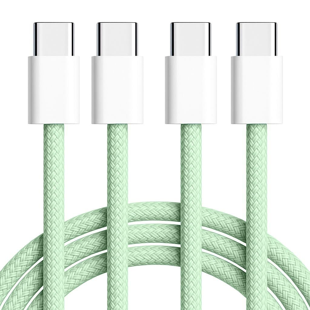 Photo 1 of ?2-Pack 3.3FT? USB C to USB C Braided Fast Charging Cable, 60W PD Type-C Power Cord for iPhone 17/16/15 Pro Max, MacBook Air, iPad Pro, Samsung Galaxy, Pixel, Android Auto, CarPlay, Green