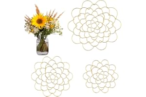 Vutlue Flower Arrangement Holder, 3Pcs 4 5 6 inch Stainless Steel Reuseable Floral Grid Flower Wire Arranger Twist for Vase Floral Stems Bouquets Plant Fixation (Gold)