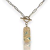 4 Element Necklace | Fire Water Air Earth Symbol Pendant | 18K Gold Plated Pendant | Stainless Steel Paperclip Chain with T-Bar Clasp | Spiritual Jewelry for Women