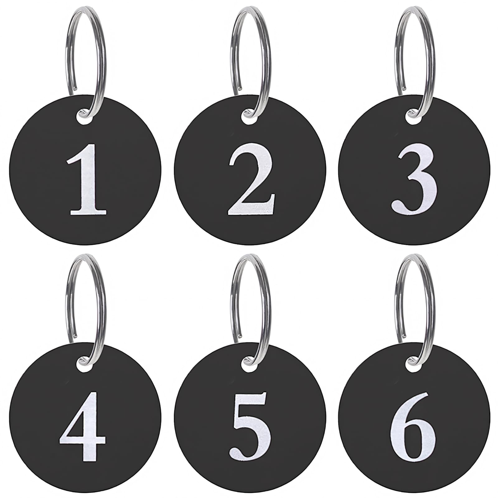 Aspire 50 PCS Metal Numbered Key Chains Aluminum Alloy Numbered ID Tag Key Rings, Door Locker Number ID Tags, 1-50 Black