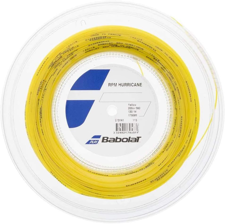 Babolat RPM Hurricane Tennis String - Yellow - 1.30mm/16G - 200m (660ft) Reel