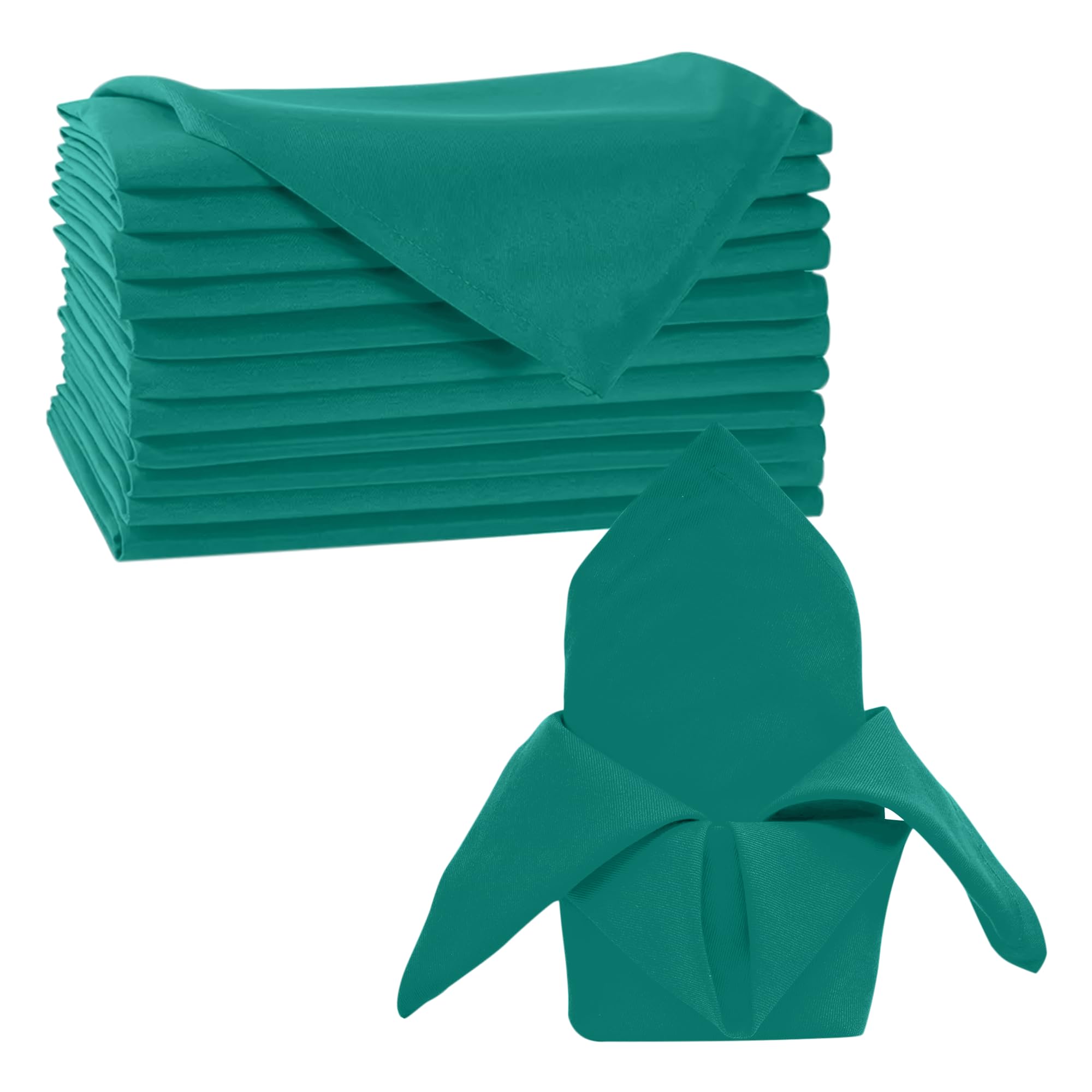 Trimming Shop 20 Inch Forest Green Polyester Table Napkins, 50x50cm Square, Reusable, Wrinkle-Resistant Cloth Napkins for Dinner Parties, Events, Weddings, Restaurants & Hotels, 10pcs — image 1