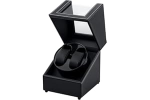 Mcbazel Double Watch Box, Dual Watch Winder, USB-DC Automatic Double Watch Charger PU Leather Rotating Double Watch Box
