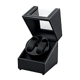 Mcbazel Watch Winder for Automatic Watches, Double Automatic Watch Winder Box with Quiet Japan-made Motor, Automatic Watch Display Storage Rotation Wristwatch Box with 2 Slots (Black PU Leather)