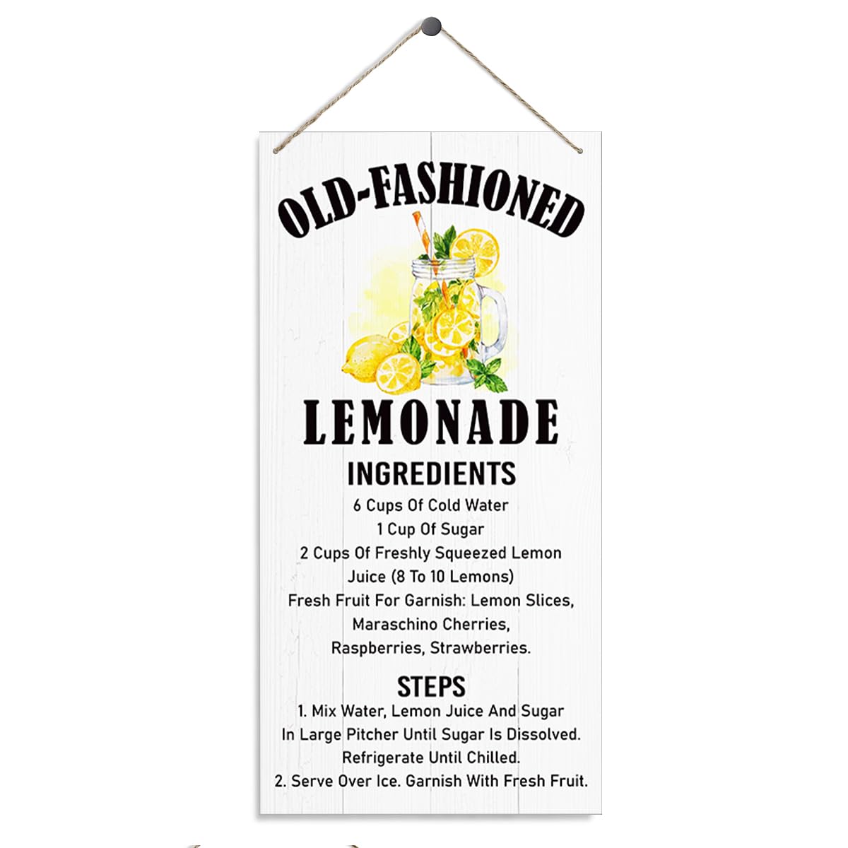 Photo 1 of  *broke *QTGTIR Summer Lemon Decor, Old-Fashioned Lemonade Sign, Wooden Wall Plaque, 30"x15CM, Kitchen & Home Bar Decor