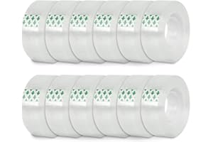 12 Rolls Transparent Tape, 3/4 in x 1000 in Clear Tape Refill Roll Gift Wrapping Tape for Office, Home, School