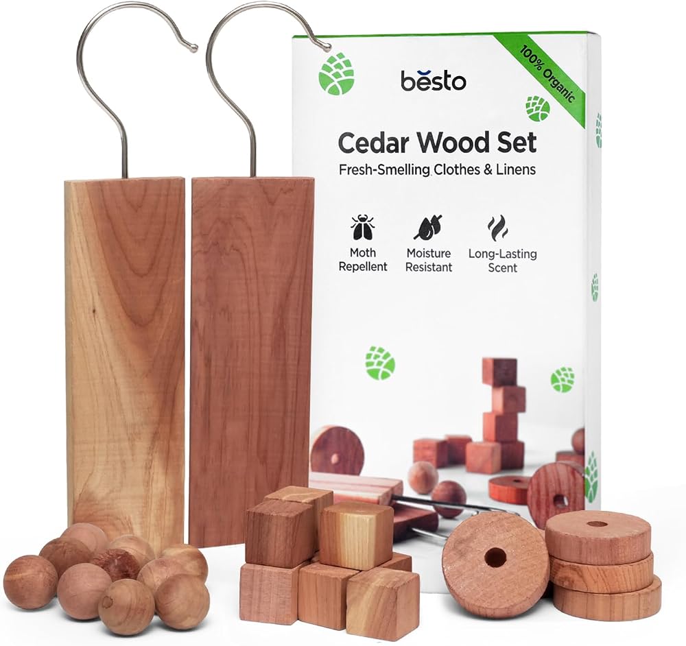 Besto Cedarwood Moth Repellent 28 Pcs Natural Cedar Discs Rings Balls