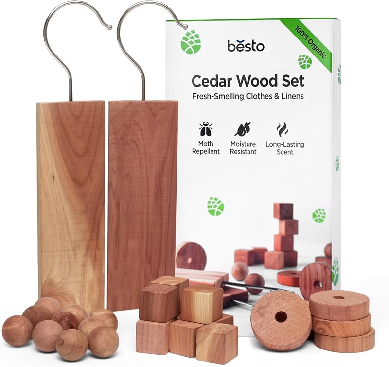 Besto Cedarwood Moth Repellent 28 Pcs Natural Cedar Discs Rings Balls