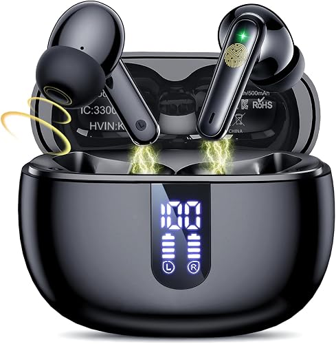 100H Headphones Bluetooth 6.0 Wireless Earbuds, ENC Ear Buds, Air Pro 4 3 | 14.2mm Drivers and Big Bass, 3g Lite ENC Noise Cancelling Earphones IP7 for Adults Student iPhone Samsung Studio Headphones
