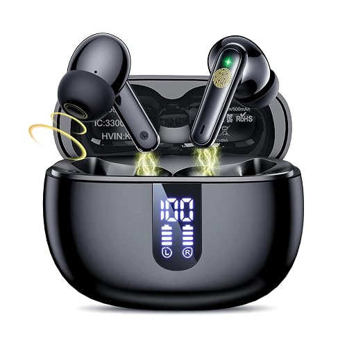 100H Headphones Bluetooth 6.0 Wireless Earbuds, ENC Ear Buds, Air Pro 4 3 | 14.2mm Drivers and Big Bass, 3g Lite ENC Noise Cancelling Earphones IP7 for Adults Student iPhone Samsung Studio Headphones
