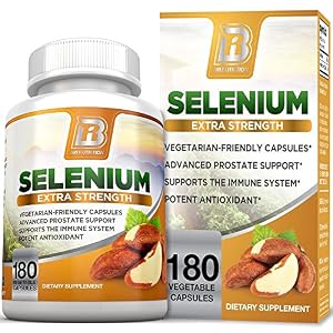 Image of BRI Nutrition Selenium - Natural Antioxidant Supplements Helps to Fortify Immune System, Maintain Heart Health & Combat Free Radical Damage - 200mcg, 180 Vegetable Capsules
