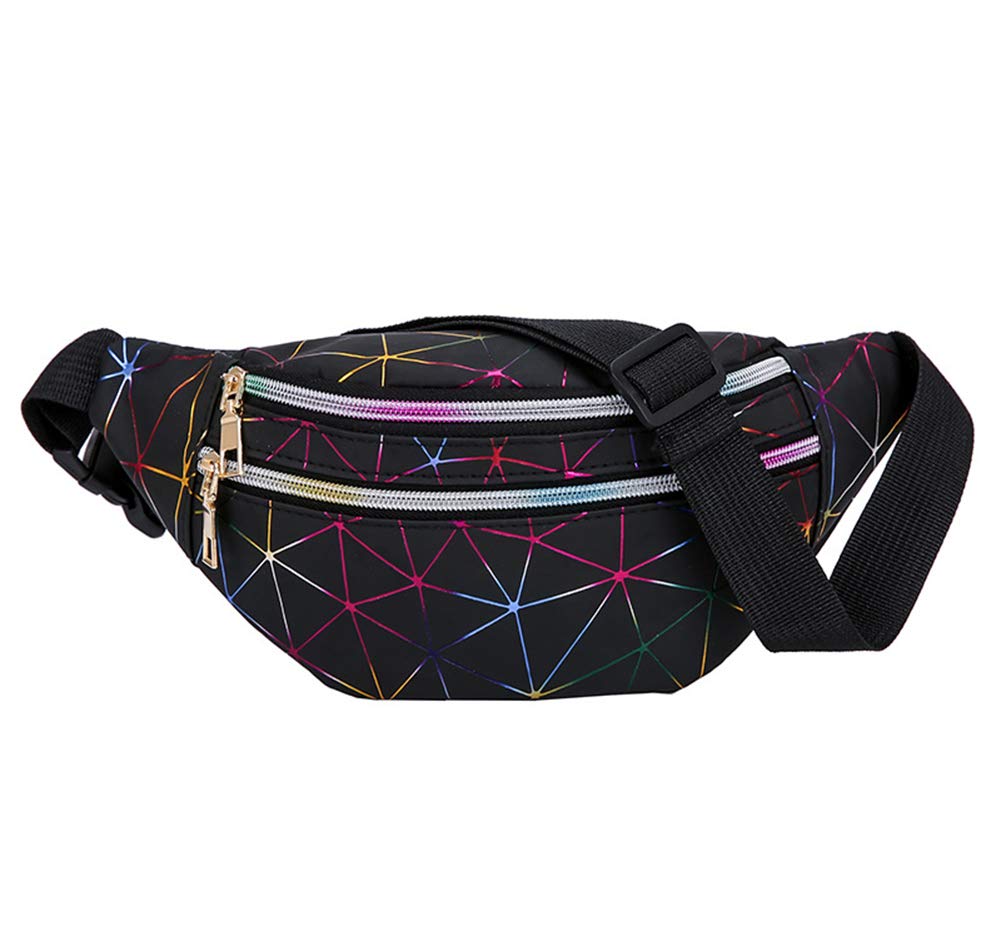 Estwell Bum Waist Bag Festival Fanny Pack 3 Zip Pockets Fashion Waterproof PU Leather Waist Pouch Travel Holiday Waist Pack for Women Ladies Girls