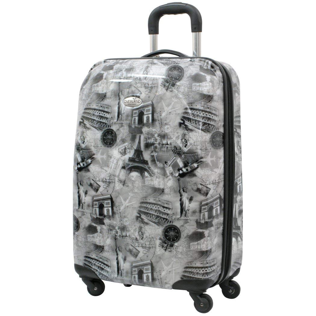 Fan Shop DSOS Girls Black White Grey Eiffel Tower Theme Hardtop Luggage