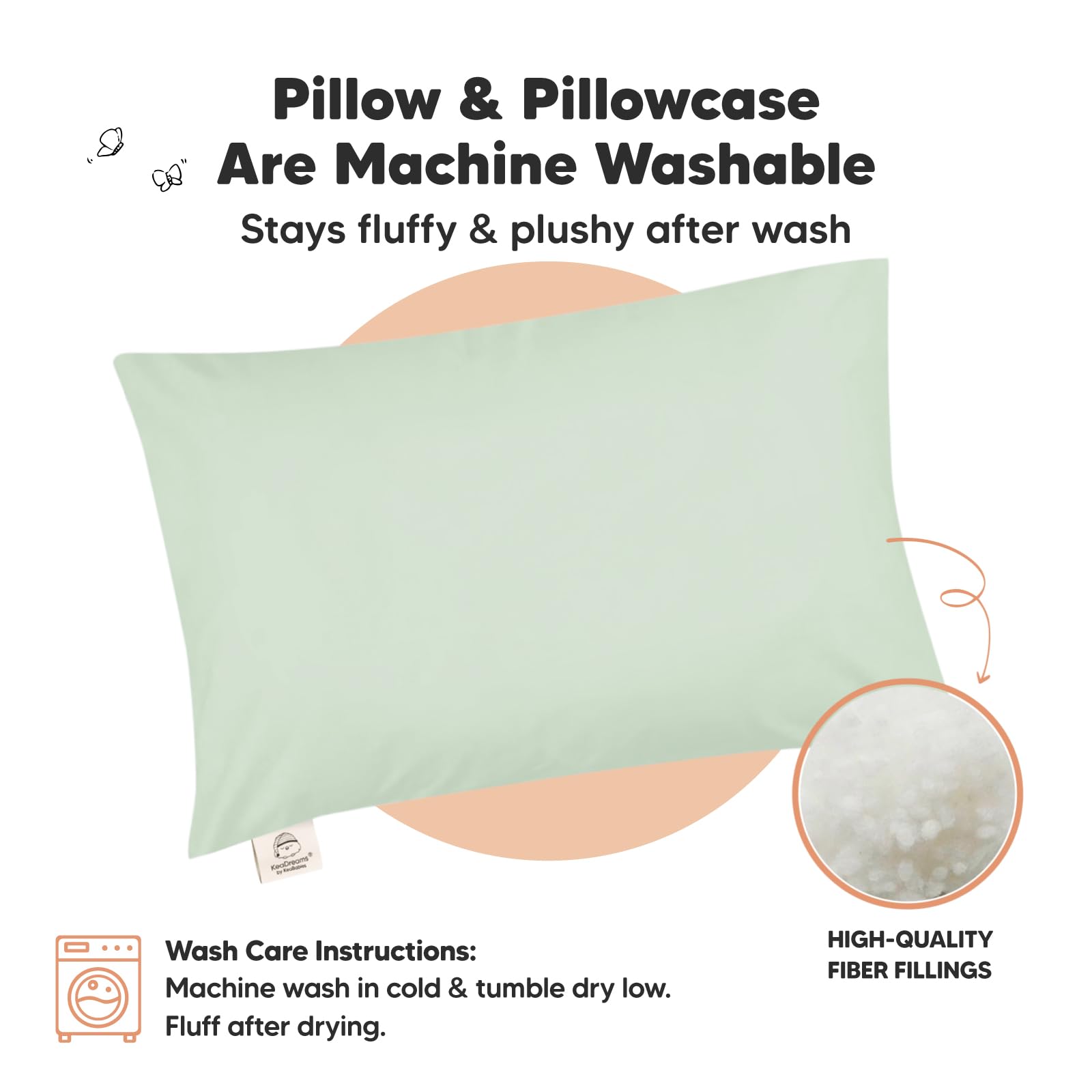 KeaBabies Toddler Pillow with Pillowcase and Toddler Pillowcase for 13X18 Pillow - 13X18 Soft Organic Cotton Toddler Pillows for Sleeping - Organic Toddler Pillow Case for Boy, Kids