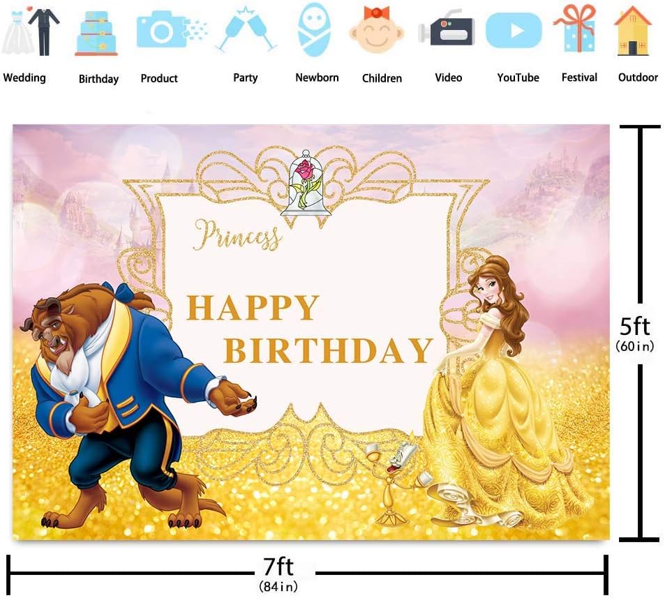 Daniu 7x5ft Joyeux Anniversaire Beaute Et La Bete Fond Amazon Co Uk Camera Photo