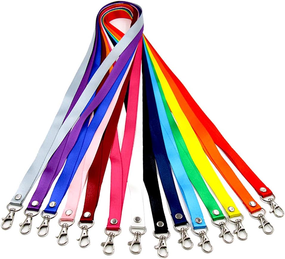 yeemeen Lanyard, 14 PCS Badge Holder Neck Strap, Multicolour, Personalised ID Card Holder, Safety Break Away, Metal Clip