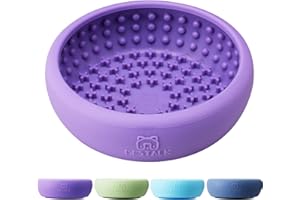 Dog Lick Bowl, Bestalk Anxiety Relief Lick Mat for Dogs, Non-Slip Freeze Licking Bowl Enrichment Puzzle Feeder for Distraction, BPA Free Silicone, Dishwasher Safe(Purple,L)
