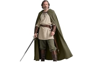 Joukavor Renaissance Hooded Cape Medieval Linen Cloak with Hood for Women Men