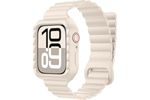 XYF Compatible for Silicone Magnetic Apple Watch Band 46/45/44/42/41/40/38/49mm with Bumper, Waterproof Sport Loop Strap Men Women for iWatch Series 10 9 8 7 6/SE 5 4 3 2 1