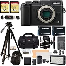 Panasonic DMC-GX8KBODY LUMIX GX8 Interchangeable Lens DSLM Camera Body Only + Transcend 64 GB 2 Pack + Polaroid 72 Inch Tripod + LED Light and Flash Kit + 2 Spare Batteries + Charger + Accessory Kit