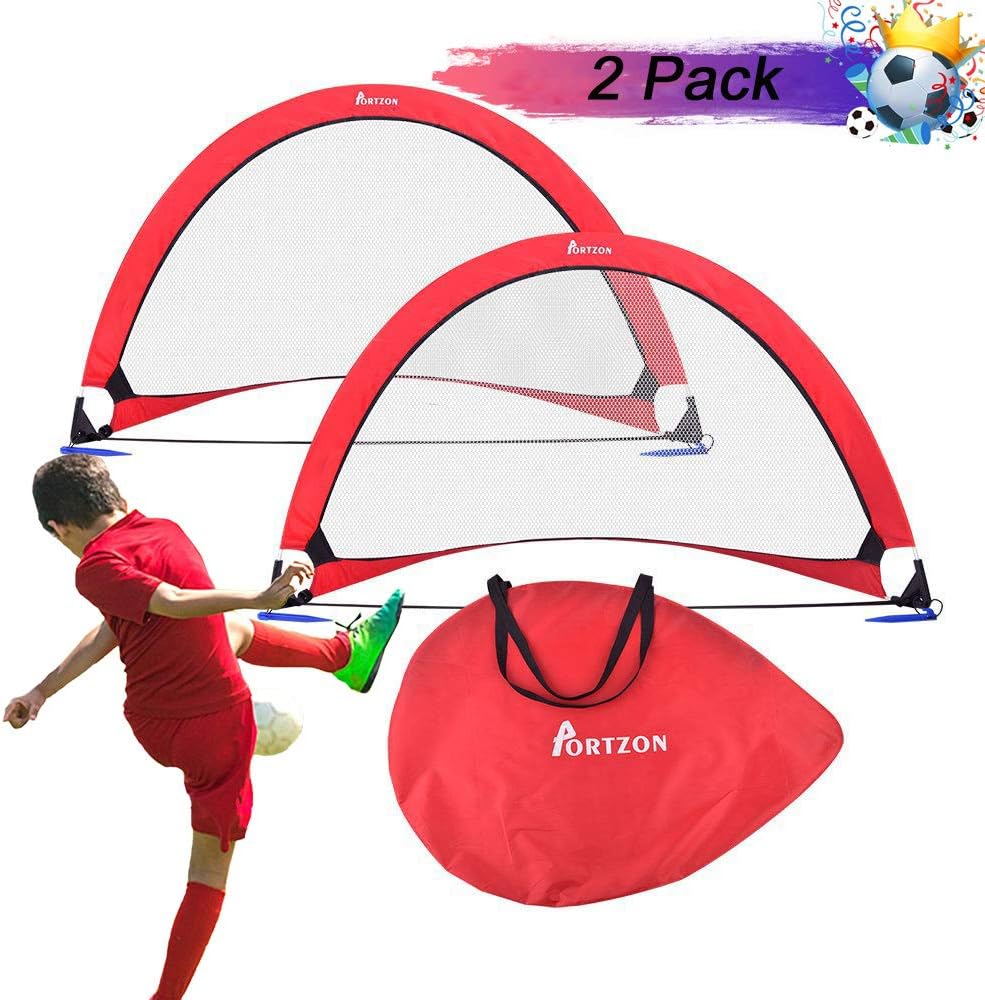 Portzon pop up Soccer Goal Set of 2，Soccer Goals for Backyard- Portable Soccer Nets with Carry Bag for Indoor & Outdoor Sports, Size 2 Pop Up Portable Soccer Goals : Sports & Outdoors
