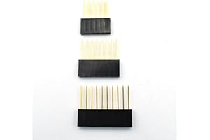 ZYAMY 30pcs 2.54mm 6Pin 8Pin 10Pin Female Socket Pin Header Strip Kit Single Row Straight 11mm Long Needle Stackable Header Strip Connector Black PC104