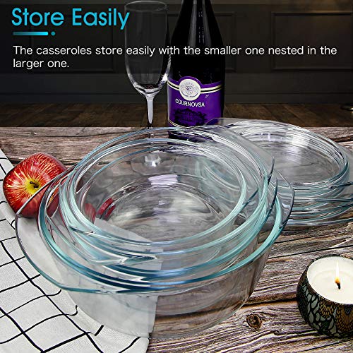 NUTRIUPS Round Glass Casserole Dish Round Glass Dish with Lid Large