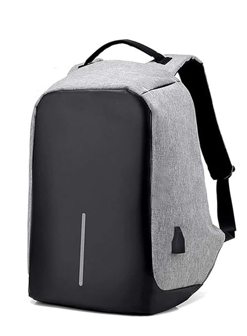KOSSH Anti-Theft 25-30 L Grey Water Resistant Laptop Backpack with USB Cable