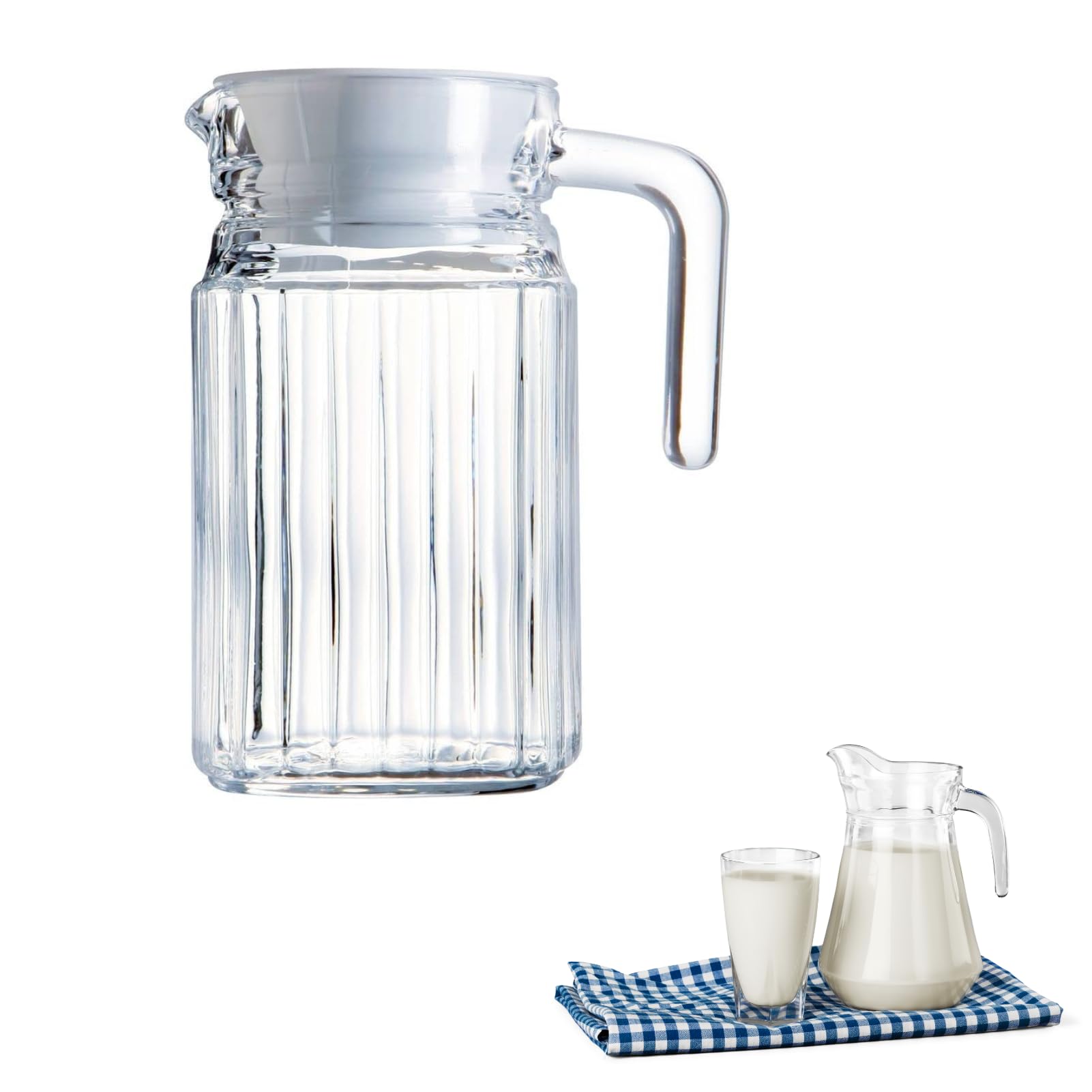 DEWIN Juice Jug, Transparent Juice Bottle Water Jug for Fridge Acrylic Plastic Striped Ice Cold Water Drink Tea and Soybean Milk Jug for Bar Home Kitchen(500ml)