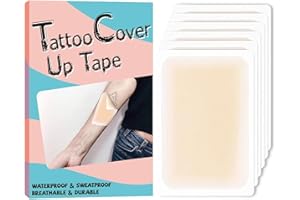 BZJSLT Tattoo Cover Up Tape, Ultra Thin Patch for Tattoo Scar and Birthmarks, Invisible Waterproof Skin Tone Concealer Sticker for Covering Up Scars Tattoos, New Model, 6 Pcs - Light Skin