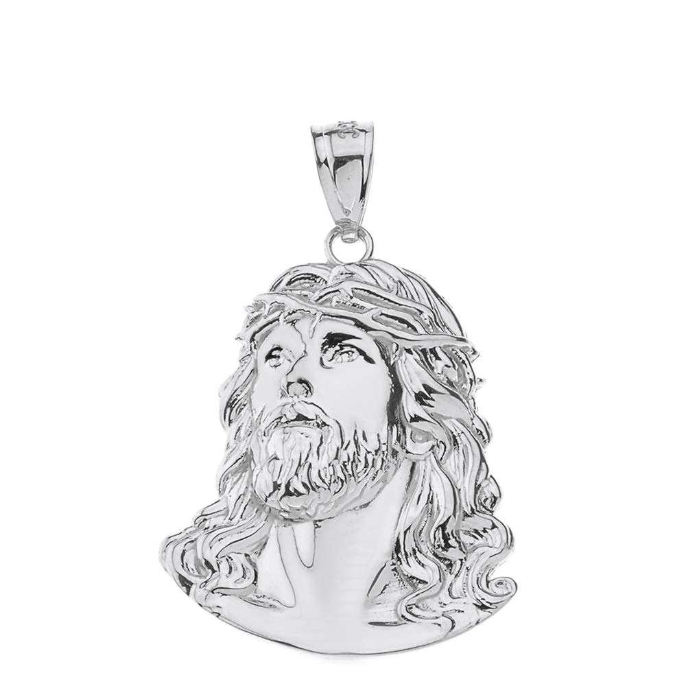 Religious Jewelry Jesus Head Face Charm Necklace Pendant, 0.92"